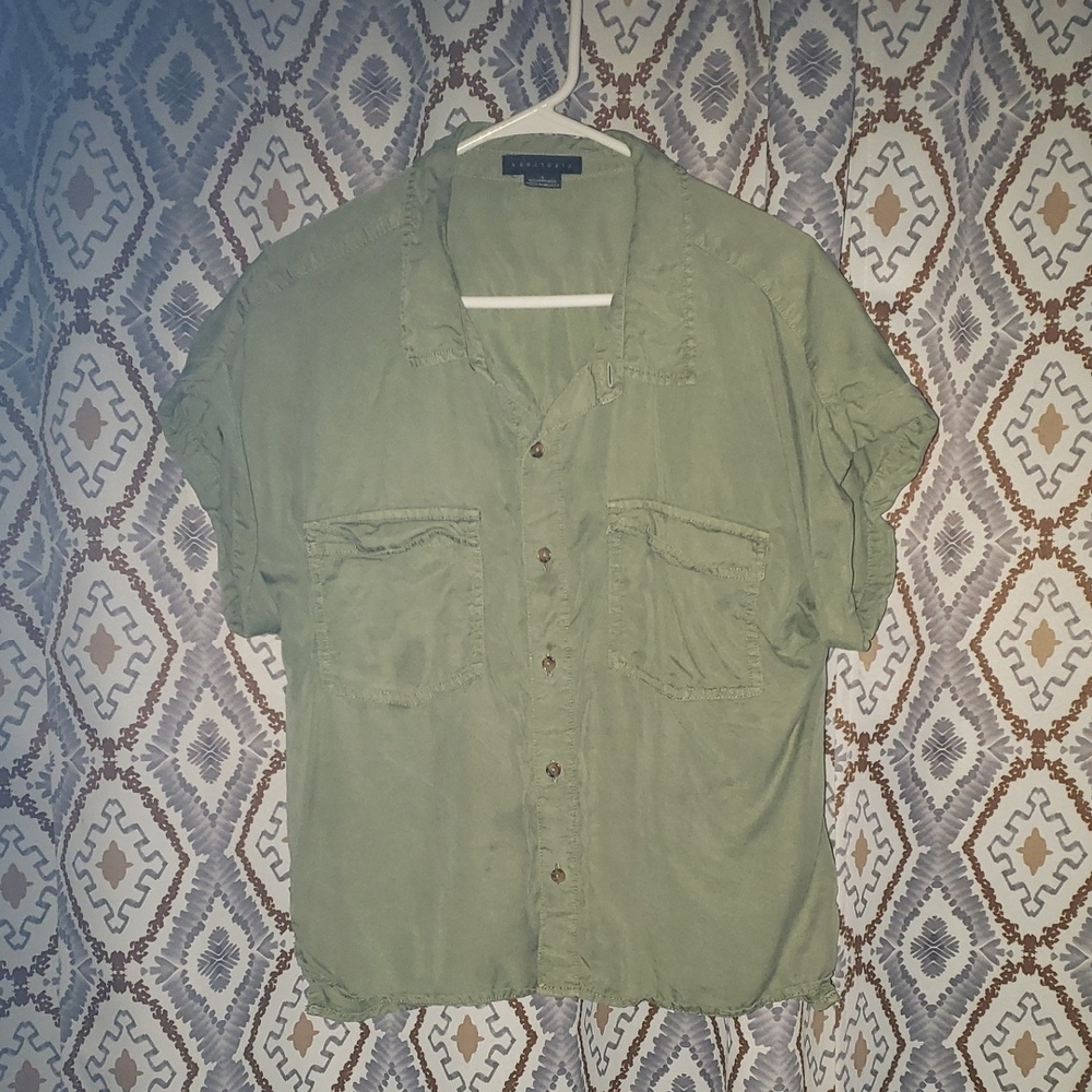 Sanctuary Olive Casual Button-Down Shirt